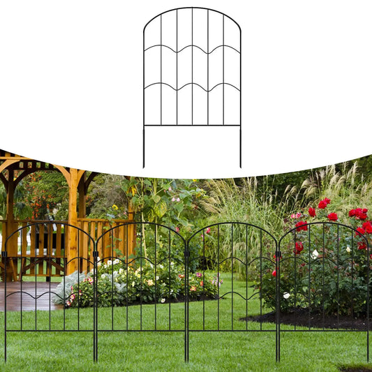 Rustproof Garden Fence Panel, Tall Iron Border for Pets & Backyard Decor