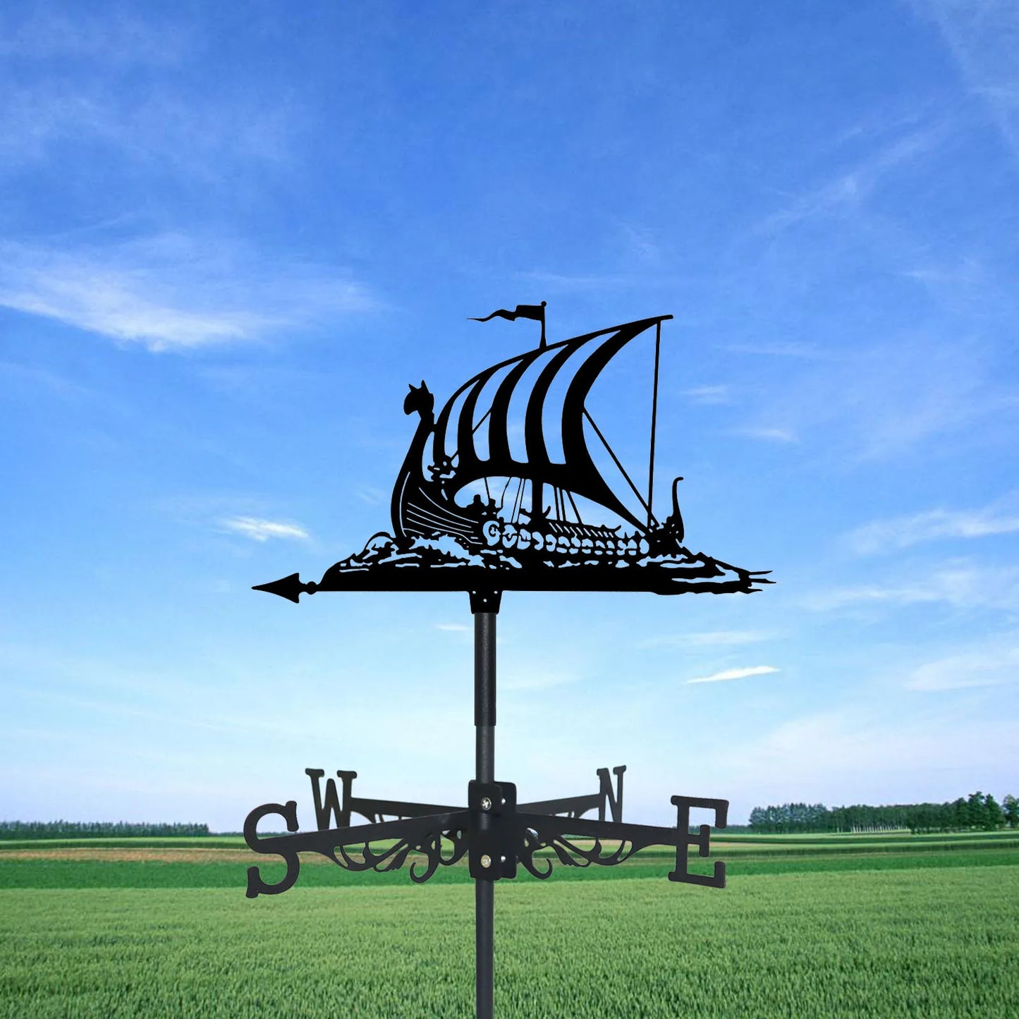 Metal Sailboat Wind Vane, Roof & Garden Decoration