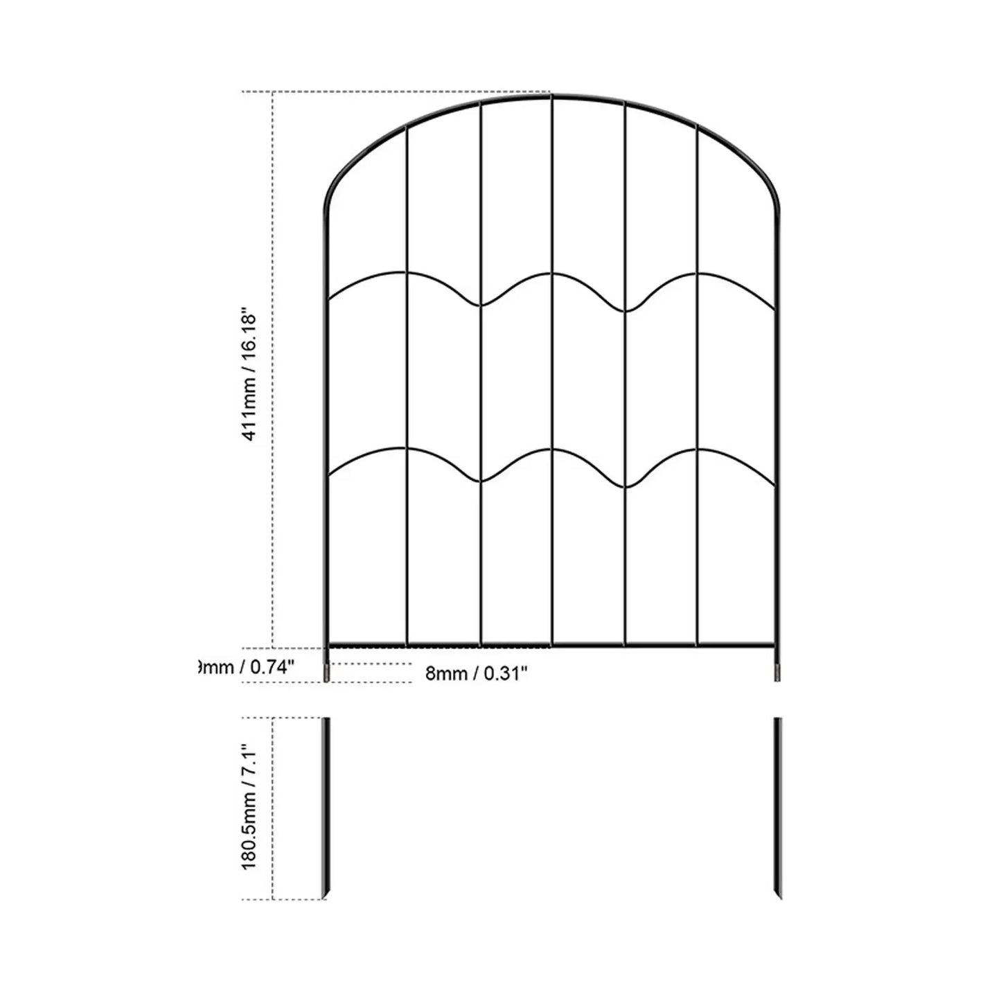 Rustproof Garden Fence Panel, Tall Iron Border for Pets & Backyard Decor