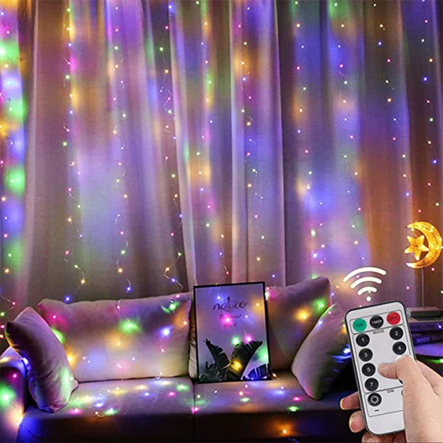 Outdoor LED Curtain Lights - Waterproof Rainbow Festival Decoration