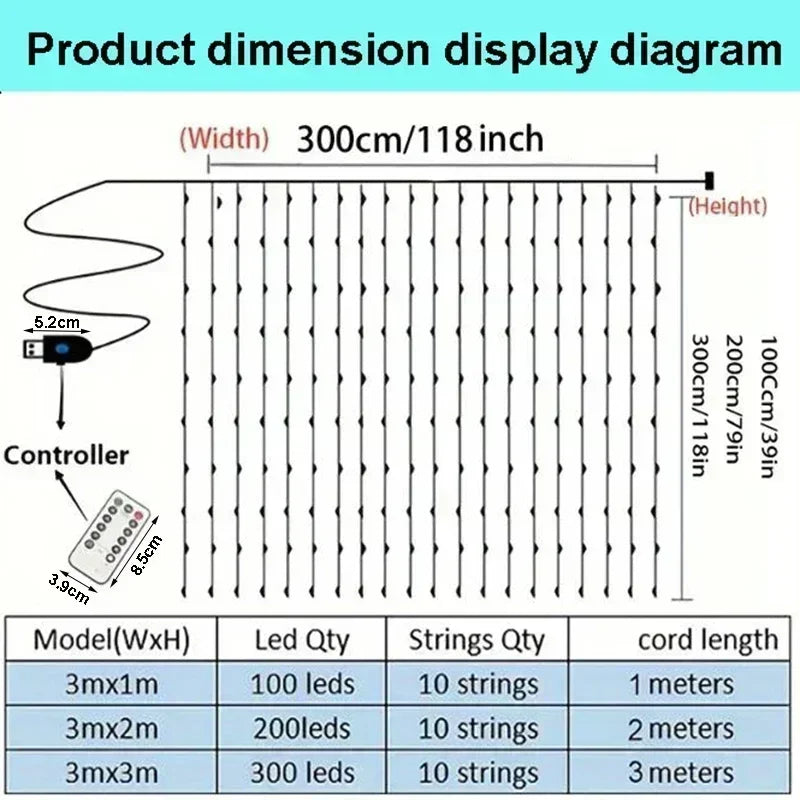 Outdoor LED Curtain Lights - Waterproof Rainbow Festival Decoration