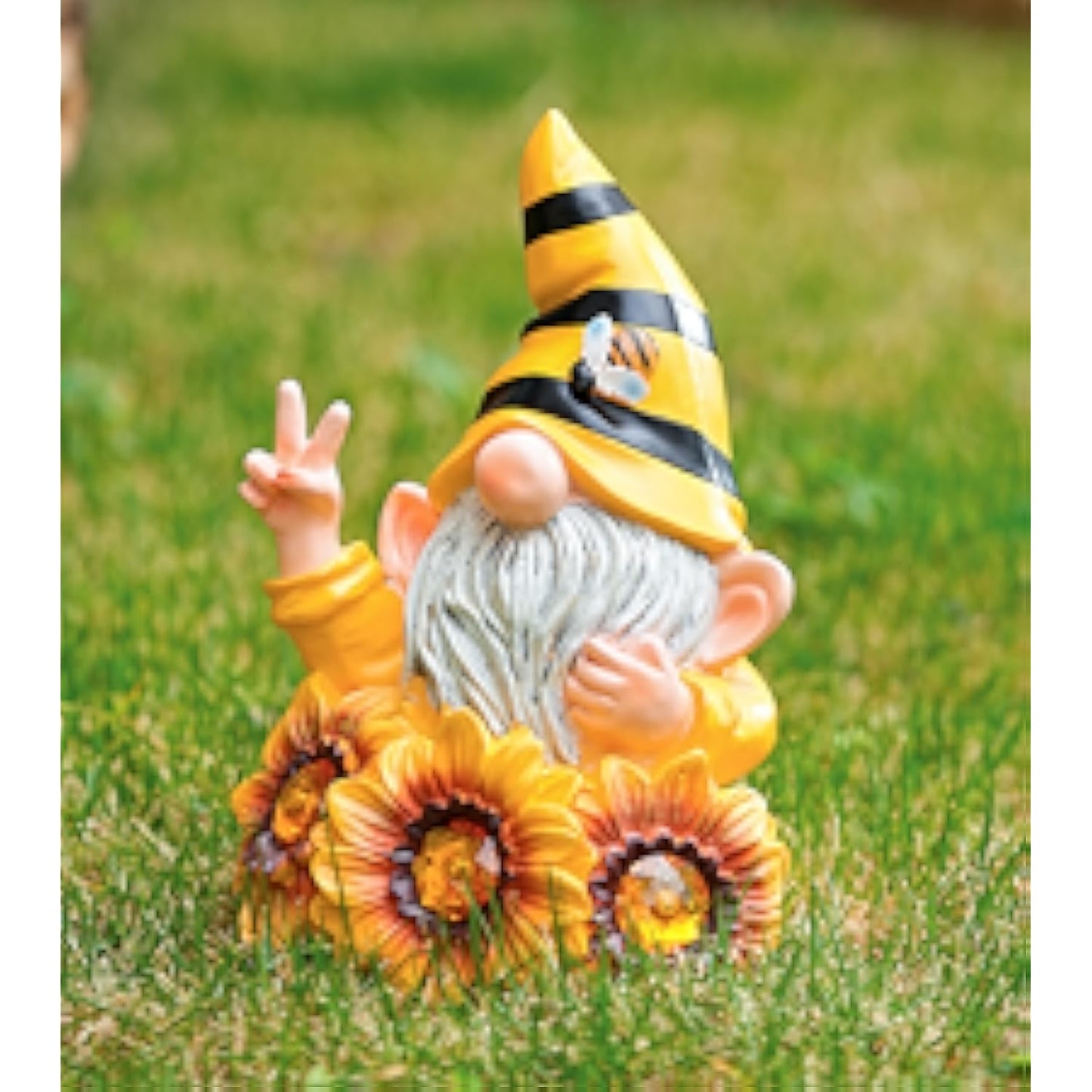 Garden Gnome Sculptures & Statues Resin Summer Bee Gnome with Sunflower