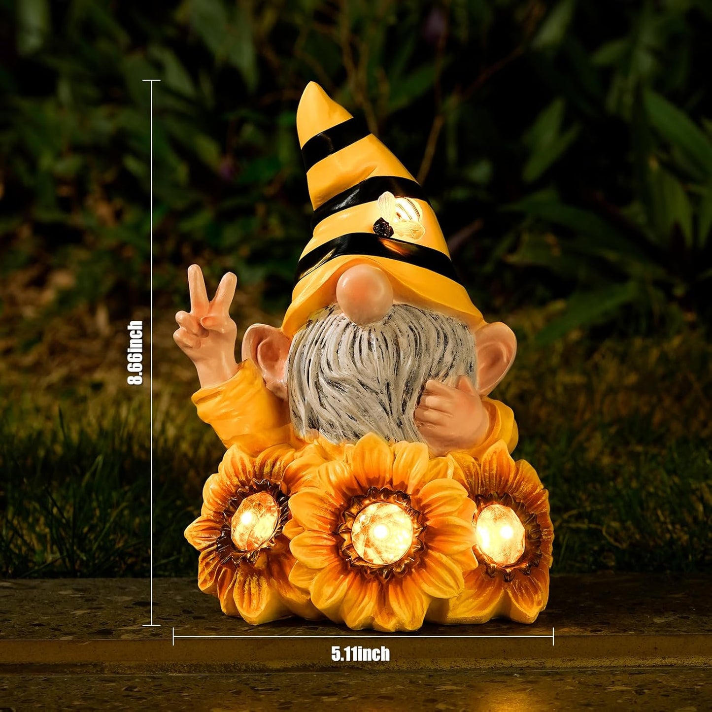 Garden Gnome Sculptures & Statues Resin Summer Bee Gnome with Sunflower