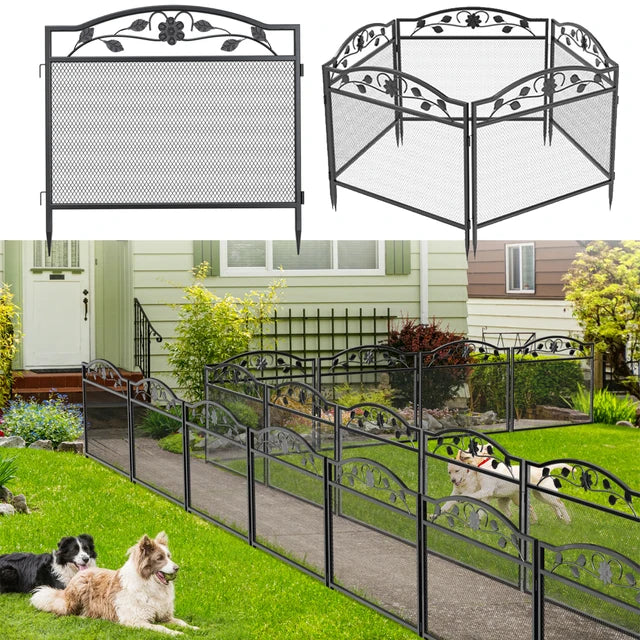 5 PCS Metal Garden Fence Border Rustic Style Decorative Garden Fence Animal Barrier