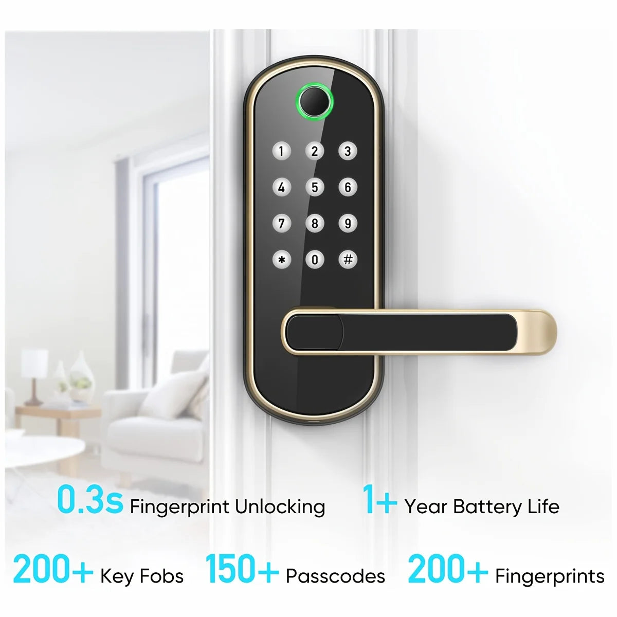 Smart Fingerprint Door Lock App Remote Control Keyless