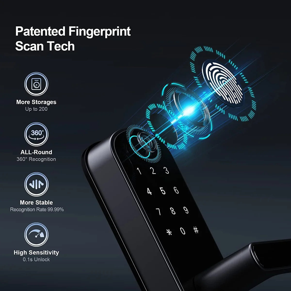 Smart Fingerprint Door Lock App Remote Control Keyless