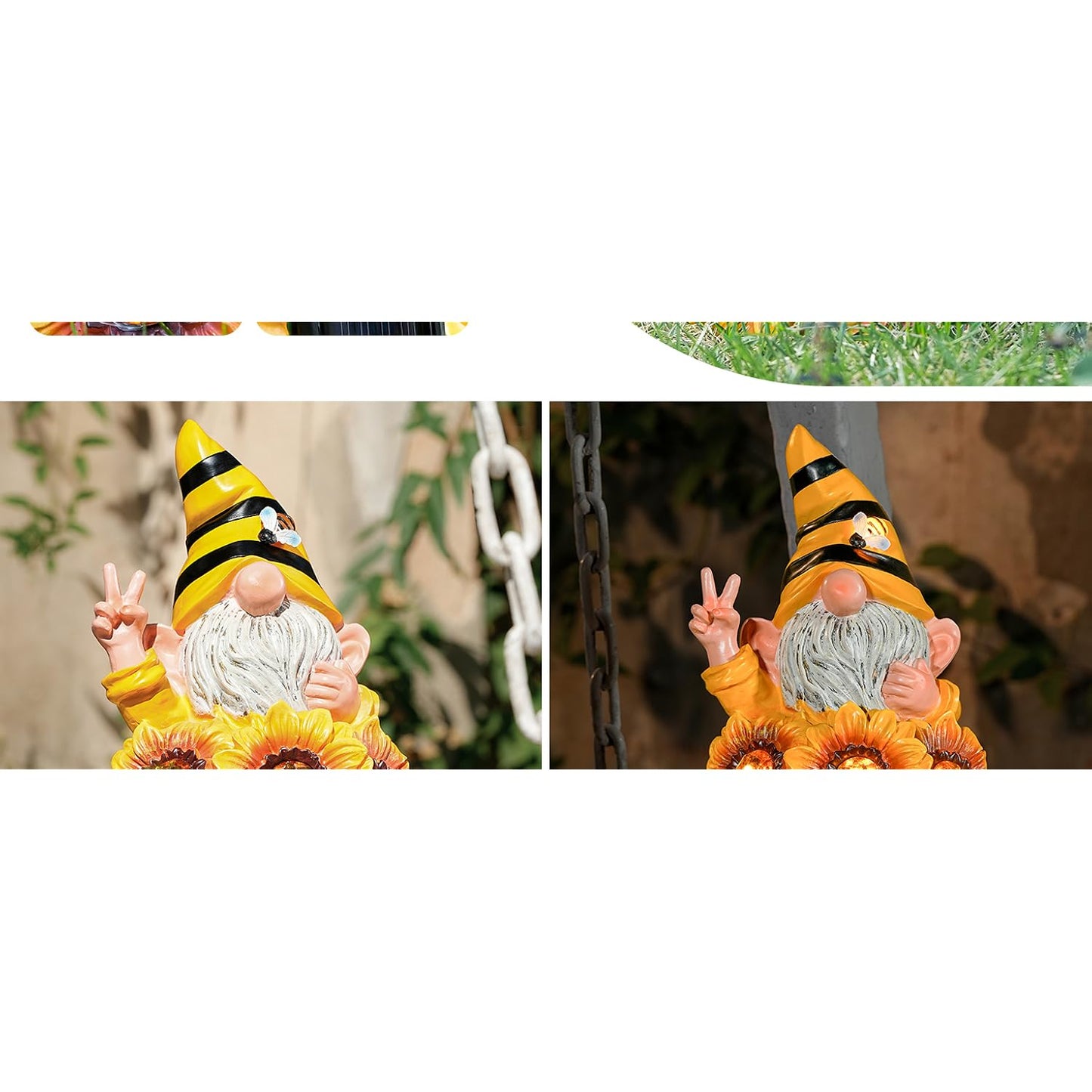 Garden Gnome Sculptures & Statues Resin Summer Bee Gnome with Sunflower