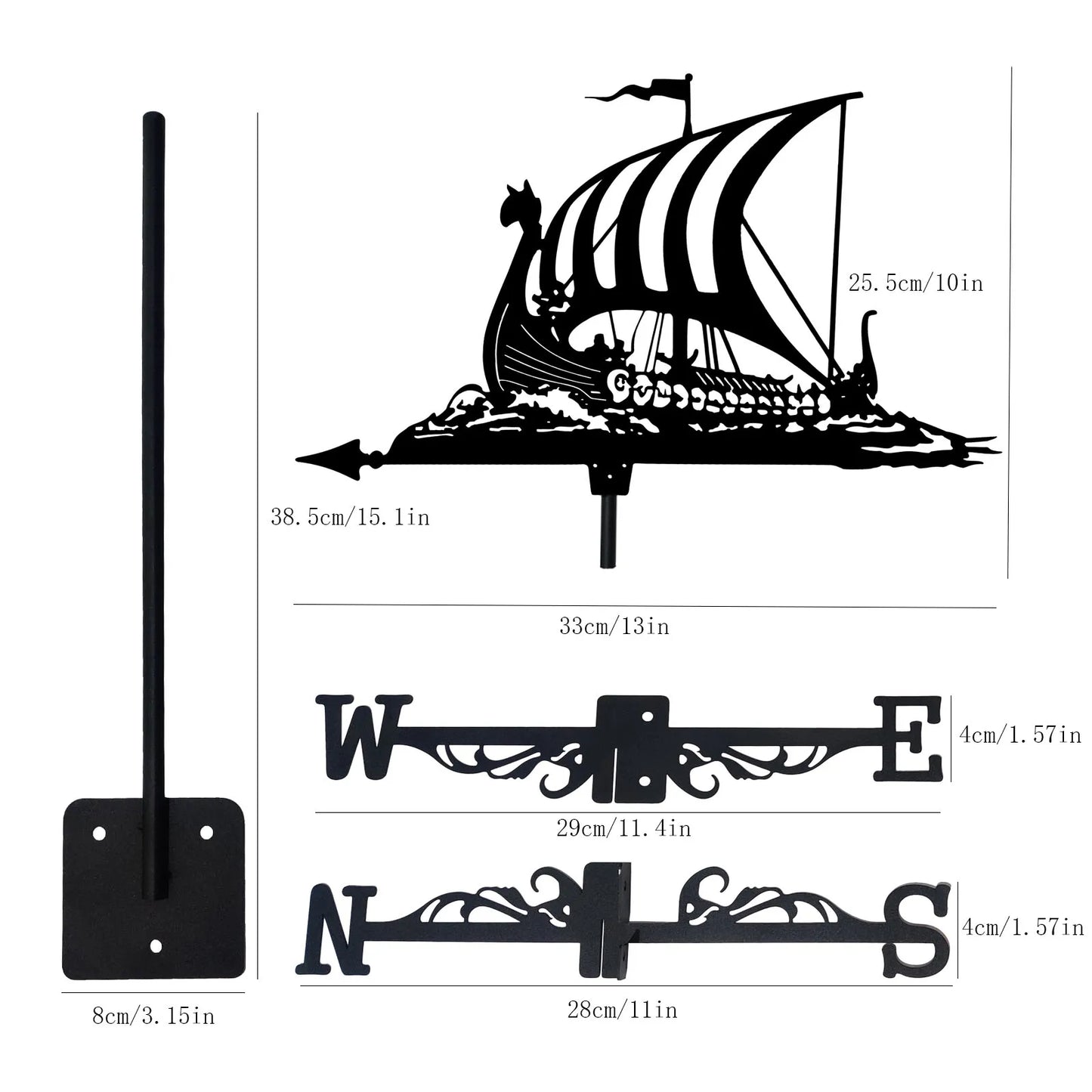 Metal Sailboat Wind Vane, Roof & Garden Decoration