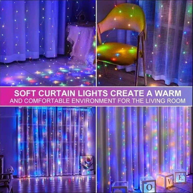 Outdoor LED Curtain Lights - Waterproof Rainbow Festival Decoration