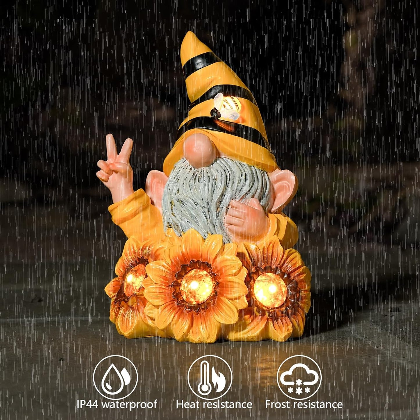 Garden Gnome Sculptures & Statues Resin Summer Bee Gnome with Sunflower