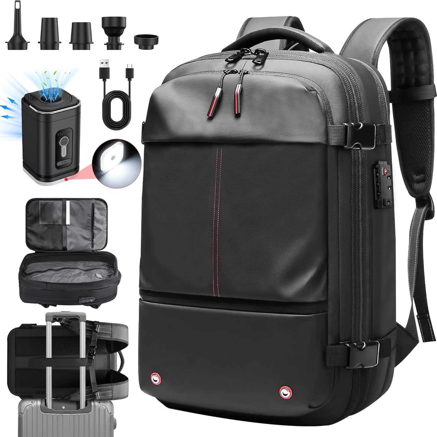 Anti-theft checked vacuum travel backpack