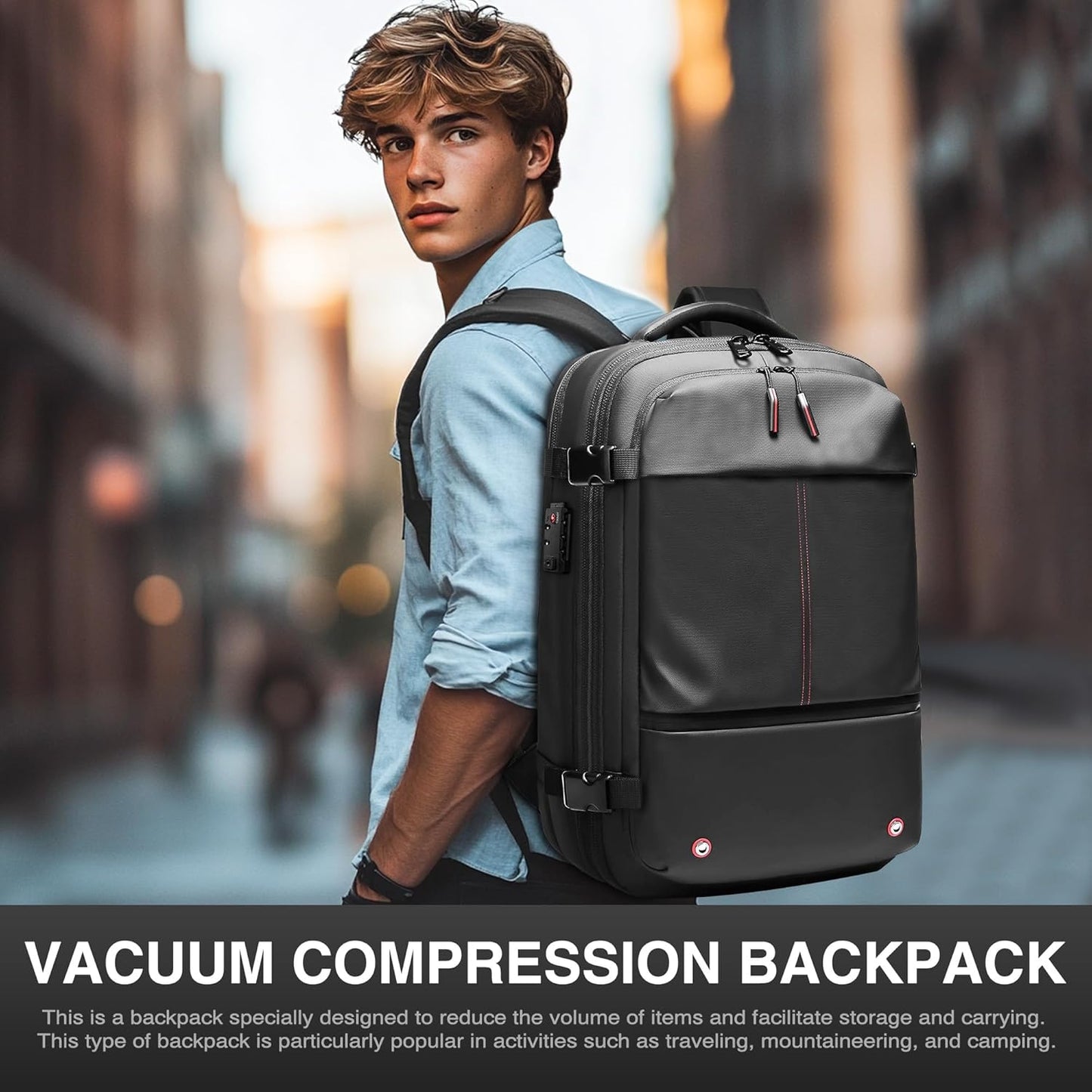 Anti-theft checked vacuum travel backpack