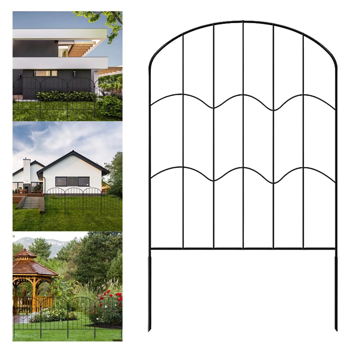 Rustproof Garden Fence Panel, Tall Iron Border for Pets & Backyard Decor