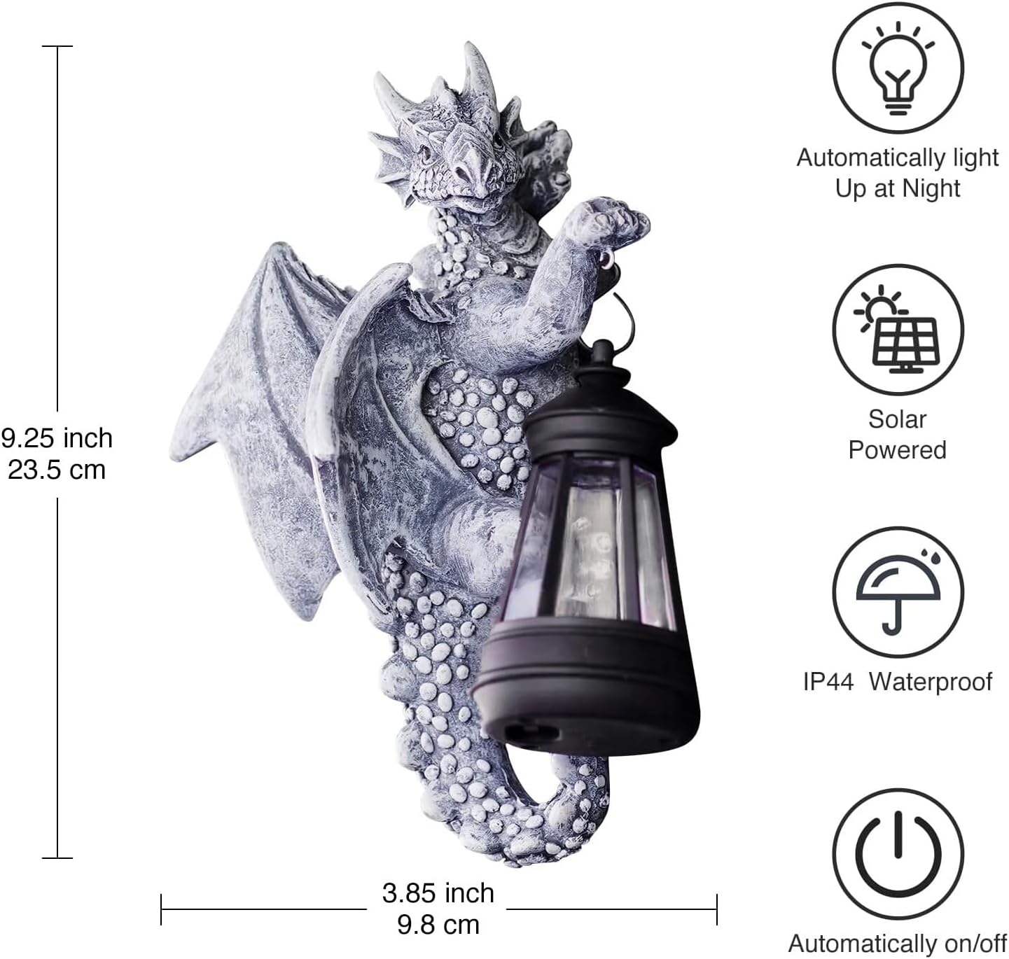 Goodeco Dragon Tree Hugger Garden Statue with Solar Lantern