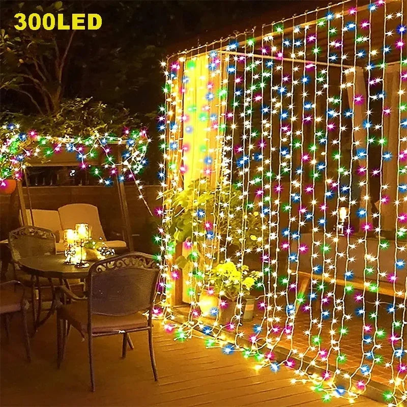 Outdoor LED Curtain Lights - Waterproof Rainbow Festival Decoration