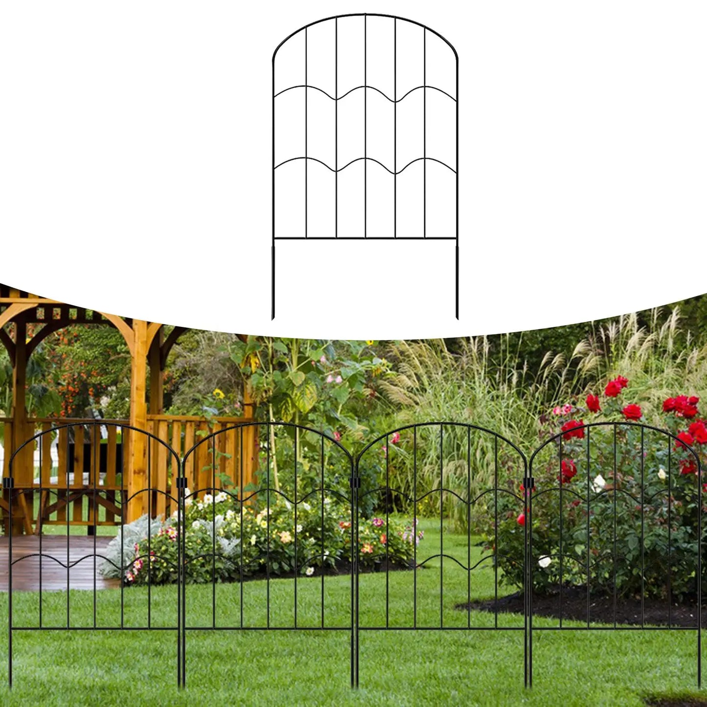 Garden Fence Panel Rustproof Picket Tall Decor Landscape Iron Wire Border for Pets Restaurant Privacy Backyard Wedding Prop