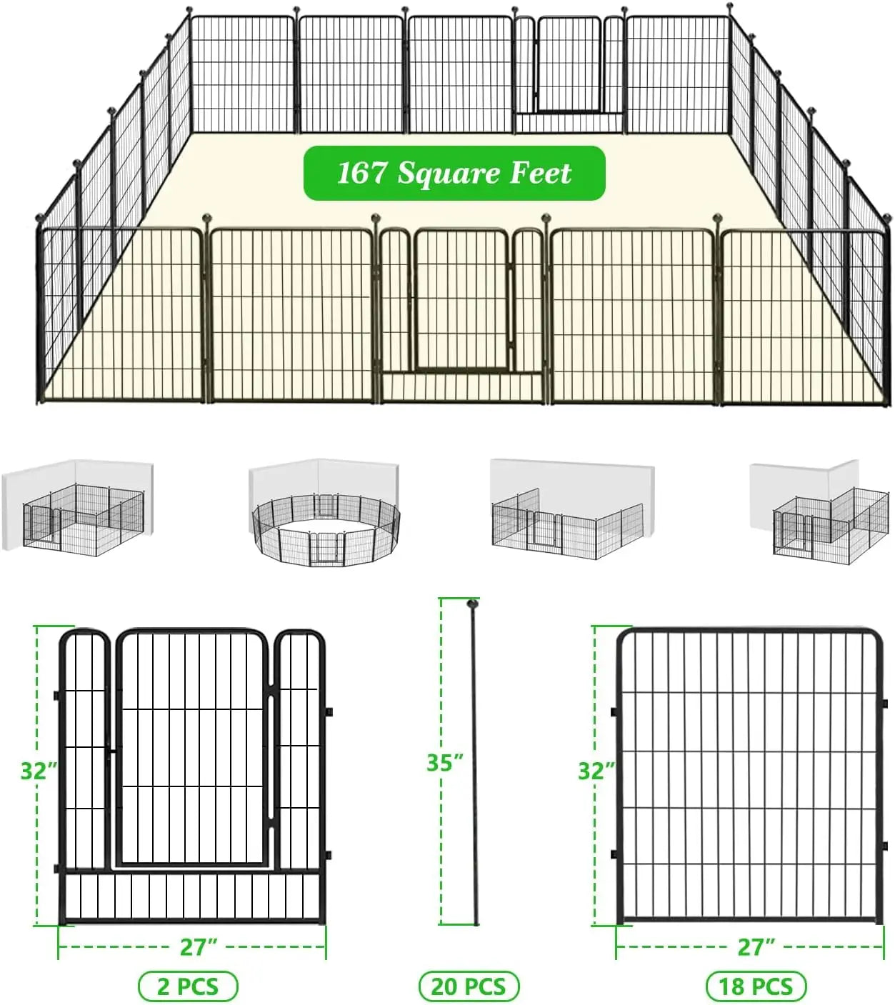 Garden Metal Fence 46ft (L)×32in(H) 20 Panels Heavy