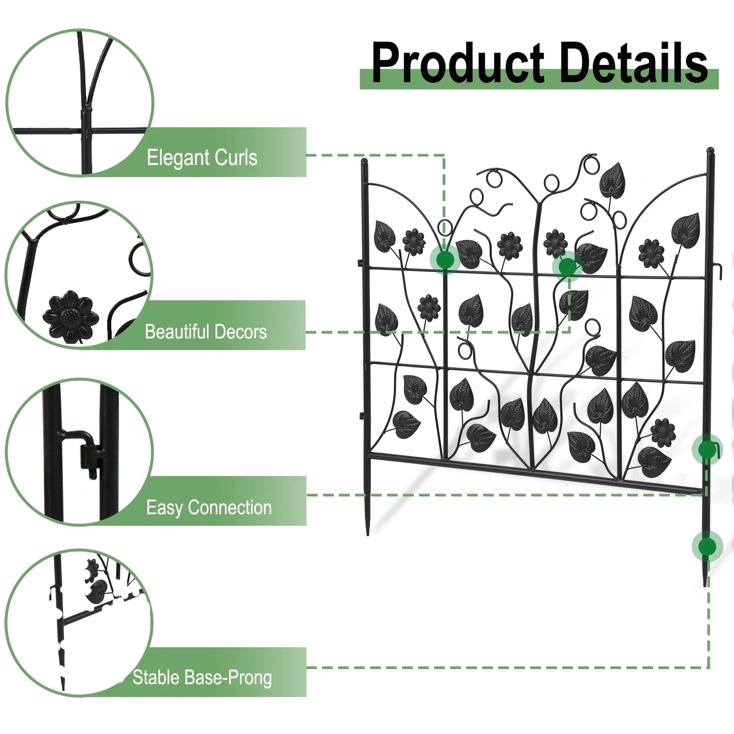 Rustproof Metal Fence Panels, Outdoor Folding Landscape Border Set