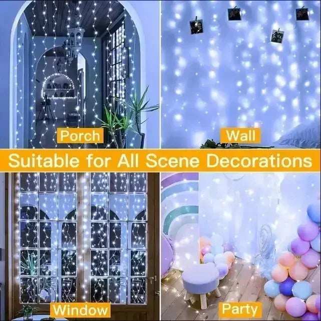 Outdoor LED Curtain Lights - Waterproof Rainbow Festival Decoration