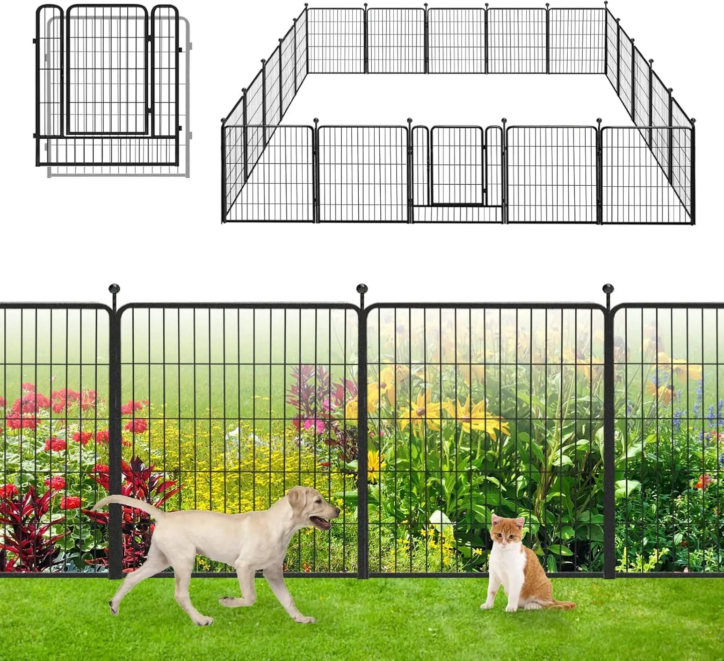 Garden Metal Fence 46ft (L)×32in(H) 20 Panels Heavy