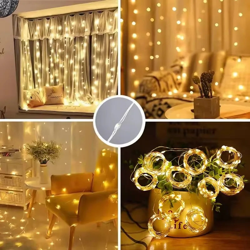 Outdoor LED Curtain Lights - Waterproof Rainbow Festival Decoration