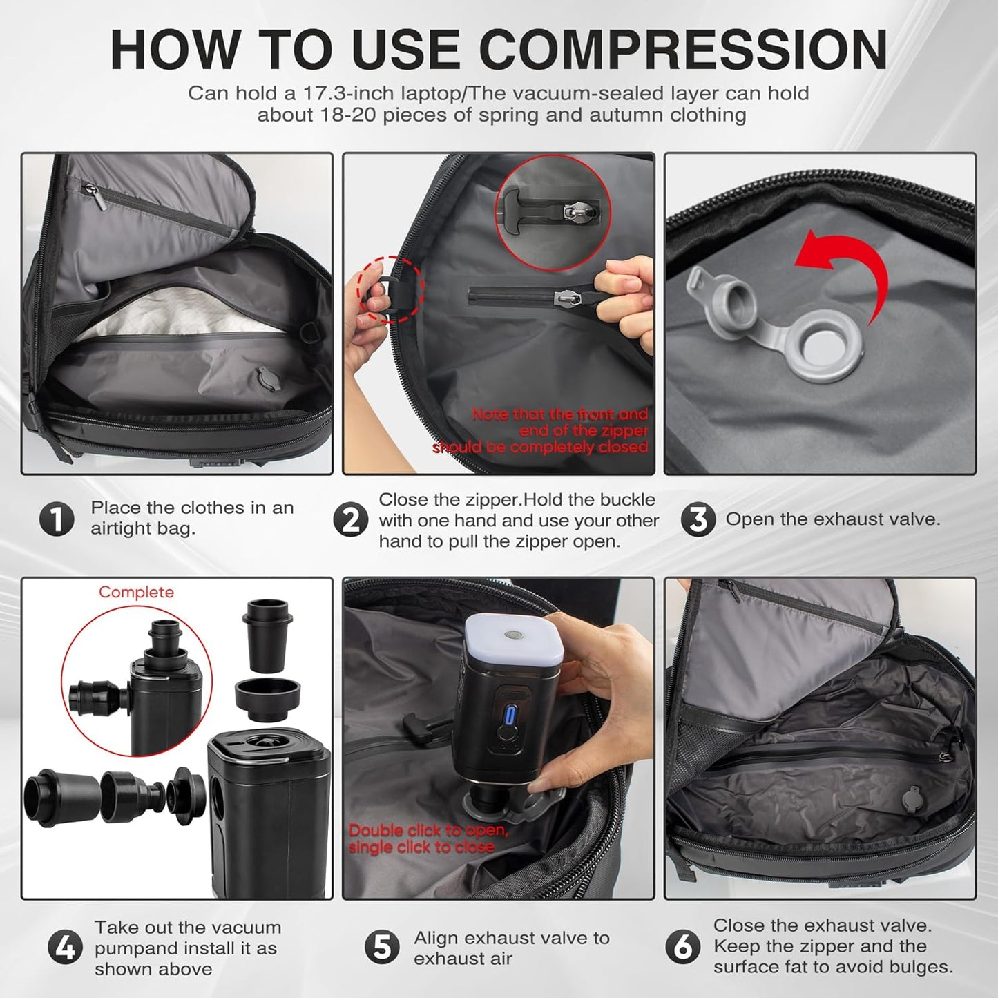 Anti-theft checked vacuum travel backpack