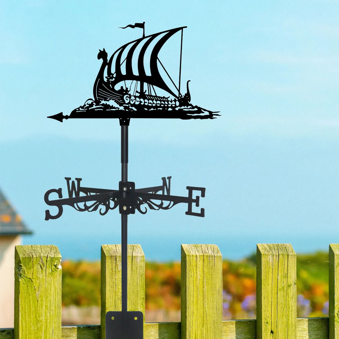 Metal Sailboat Wind Vane, Roof & Garden Decoration