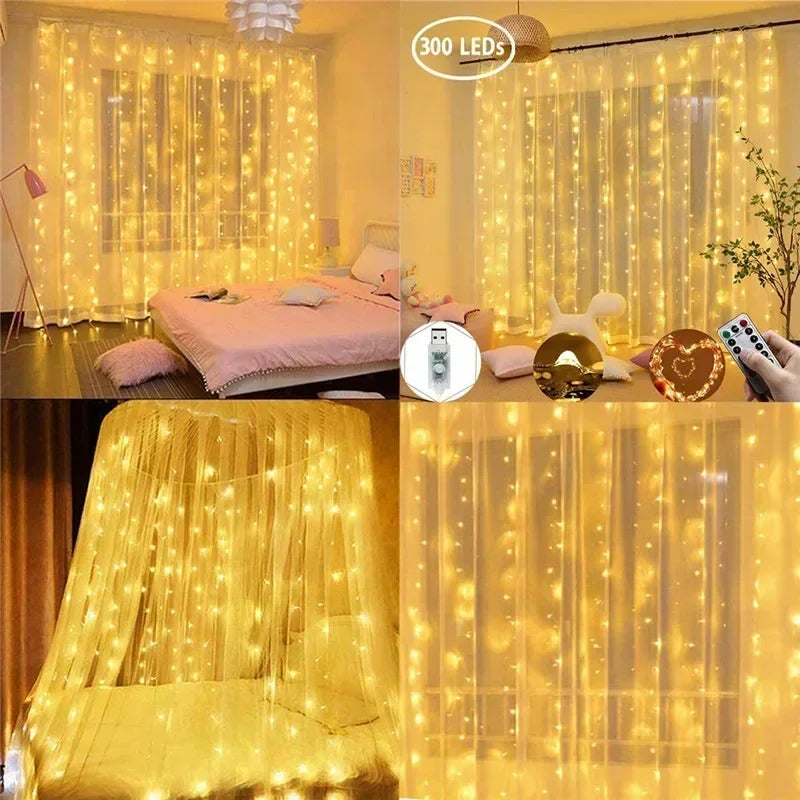 Outdoor LED Curtain Lights - Waterproof Rainbow Festival Decoration