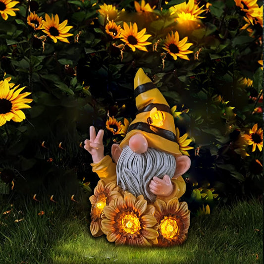 Garden Gnome Sculptures & Statues Resin Summer Bee Gnome with Sunflower