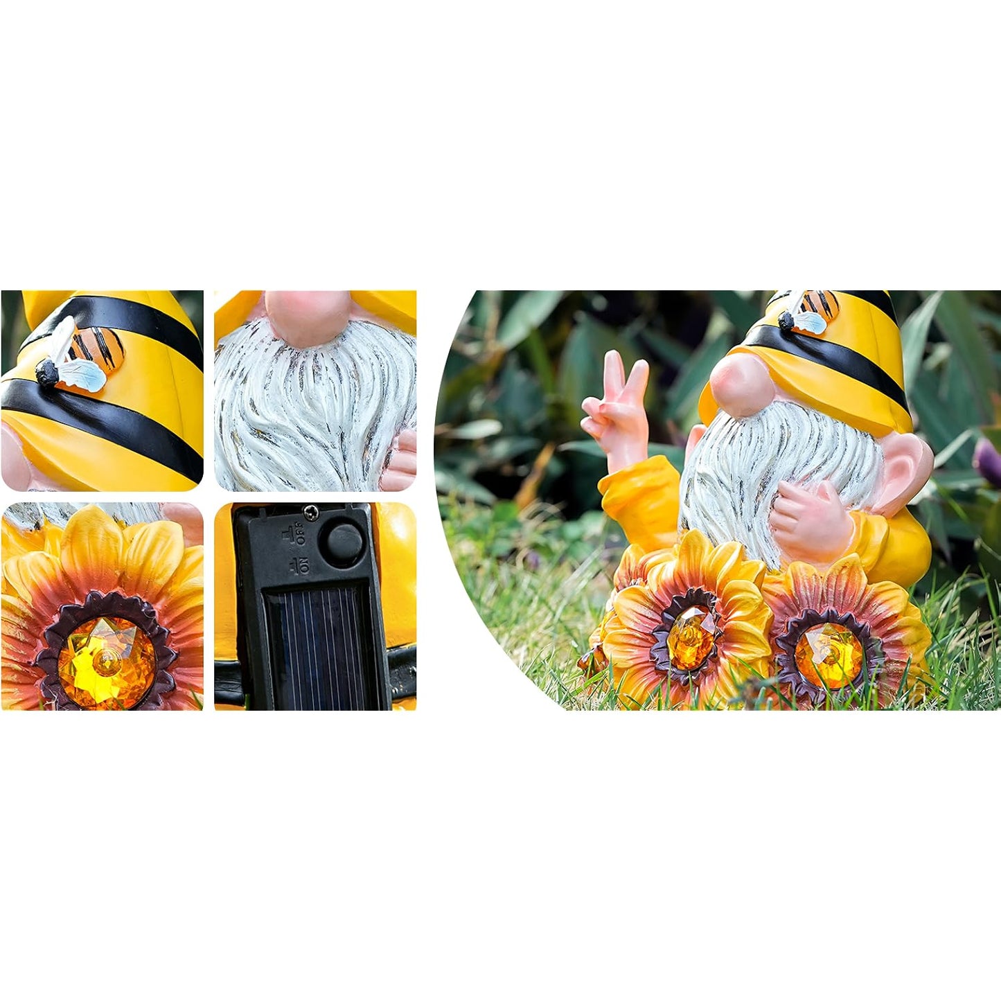 Garden Gnome Sculptures & Statues Resin Summer Bee Gnome with Sunflower